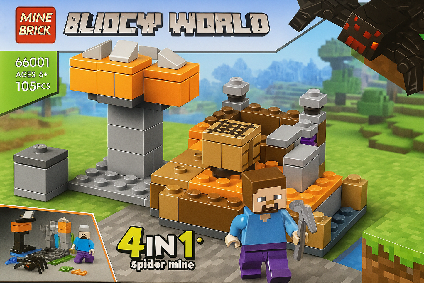 Blocky World 4 en 1 - Spider Mine!